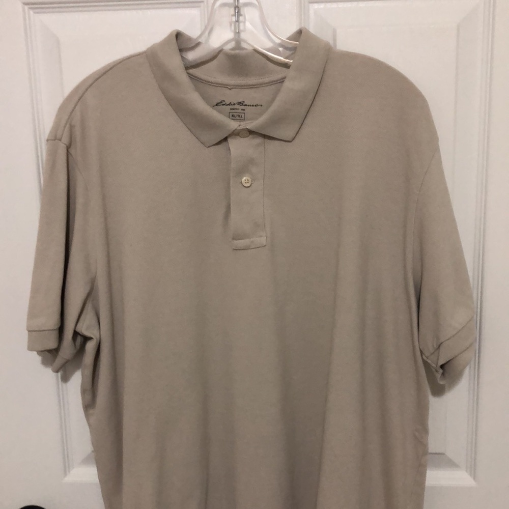 Eddie Bauer Short Sleeves Polo Shirt Tan Color - Size XL